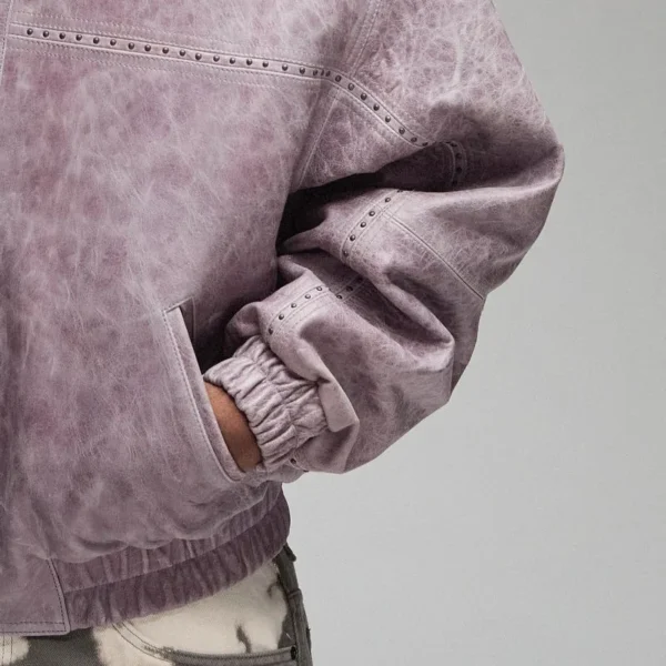 Genuine Leather Varsity Jacket product image for private label streetwear manufacturing, view 5