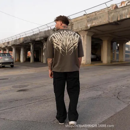 Washed Crew Neck T-Shirt product image for private label streetwear manufacturing, view 2