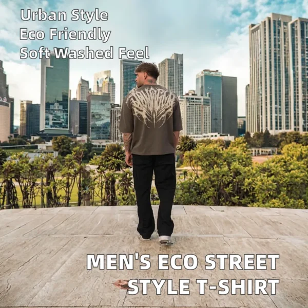 Washed Crew Neck T-Shirt product image for private label streetwear manufacturing, view 3