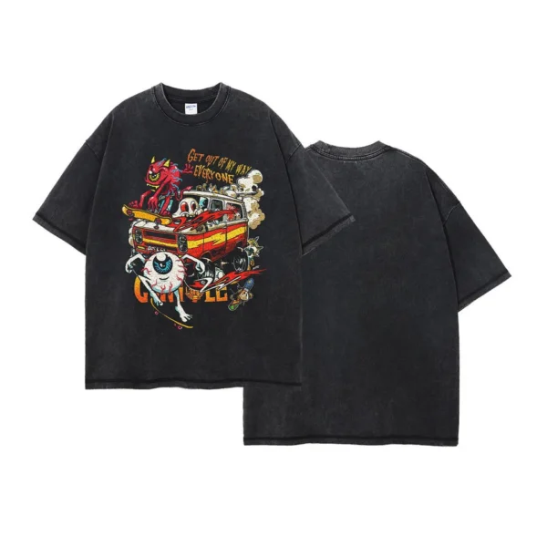 Men's Loose Fit 100% Cotton Boxy Printed Knitted Oversized Acid Washed Streetwear Men's Loose Fit 100% Cotton Boxy Printed Knitted Oversized Acid Washed Streetwear image 2