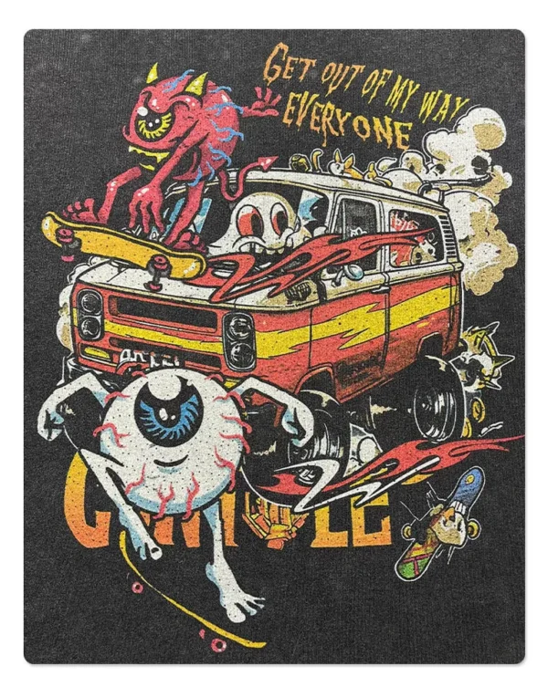 Men's Loose Fit 100% Cotton Boxy Printed Knitted Oversized Acid Washed Streetwear Men's Loose Fit 100% Cotton Boxy Printed Knitted Oversized Acid Washed Streetwear image 3