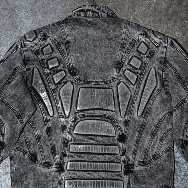 Stand Collar Motorcycle Jacket product image for private label apparel manufacturing, view 3