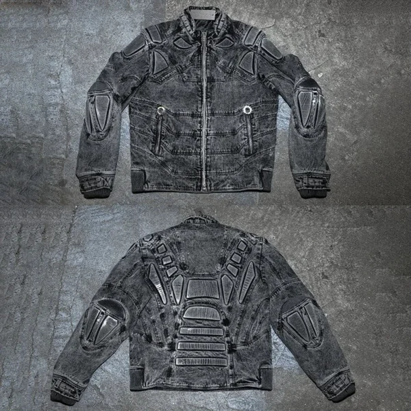 Stand Collar Motorcycle Jacket product image for private label apparel manufacturing, view 4