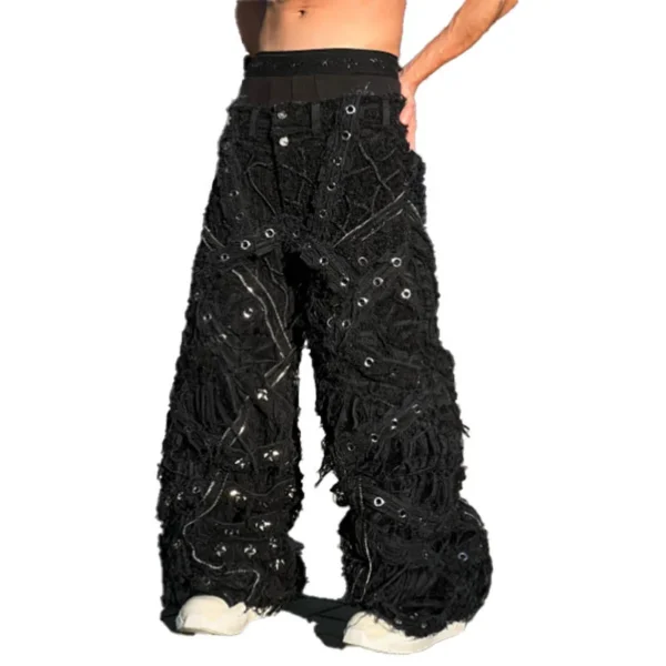 Men's Custom American Designer Y2K Heavyweight Boot Cut Jeans Stonewashed Streetwear image 2