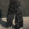 Men's Custom American Designer Y2K Heavyweight Boot Cut Jeans Stonewashed Streetwear image 3