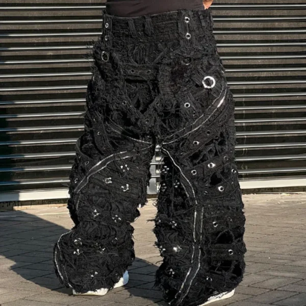 Men's Custom American Designer Y2K Heavyweight Boot Cut Jeans Stonewashed Streetwear image 3