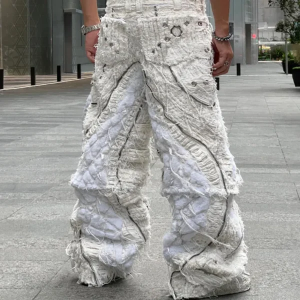 Men's Custom American Designer Y2K Heavyweight Boot Cut Jeans Stonewashed Streetwear image 5