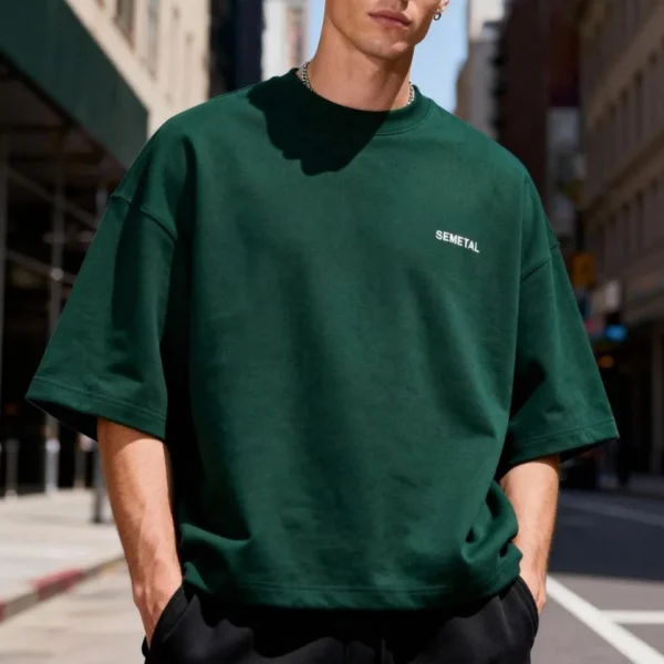 Men's Cropped Round Neck Tee-Shirt Custom Print Heavy Cotton Boxy Tshirts Designer Men's Cropped Round Neck Tee-Shirt Custom Print Heavy Cotton Boxy Tshirts Designer image 1