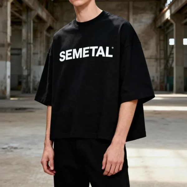 Men's Cropped Round Neck Tee-Shirt Custom Print Heavy Cotton Boxy Tshirts Designer Men's Cropped Round Neck Tee-Shirt Custom Print Heavy Cotton Boxy Tshirts Designer image 2