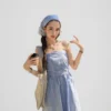 New Women's Blue Plaid Strapless Camisole Dress French Style Waist Cinching Slim image 3