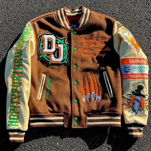 College Varsity Jacket product image for private label streetwear manufacturing, view 2