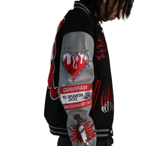 College Varsity Jacket product image for private label streetwear manufacturing, view 5