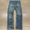OEM Factory Custom High Quality Men's Wax Denim Jeans 100% Cotton image 1