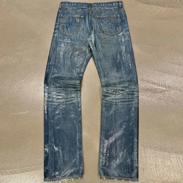 OEM Factory Custom High Quality Men's Wax Denim Jeans 100% Cotton image 2
