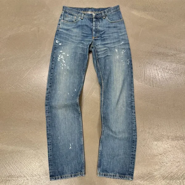 OEM Factory Custom High Quality Men's Wax Denim Jeans 100% Cotton image 4