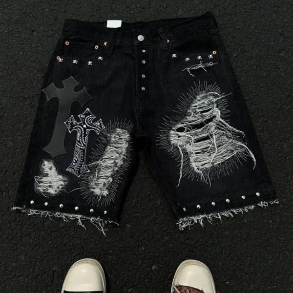 Acid Wash Distressed Jeans product image for private label denim manufacturing, view 2