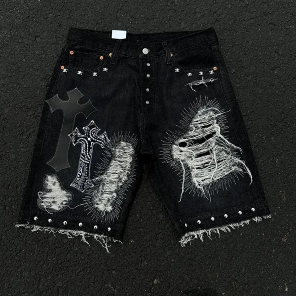 Acid Wash Distressed Jeans product image for private label denim manufacturing, view 3