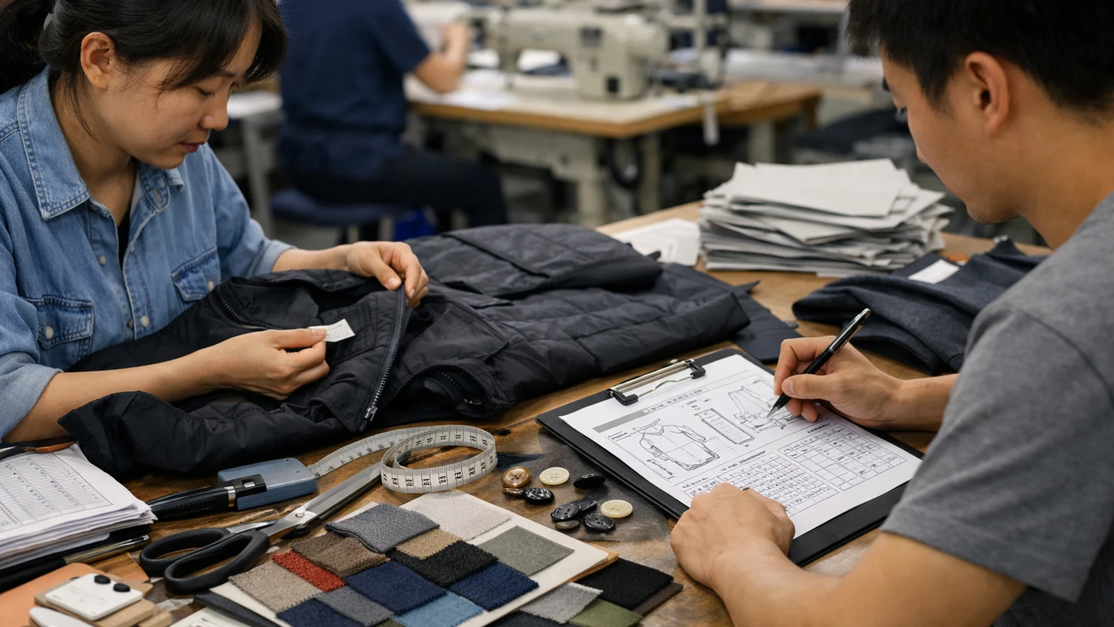 How a Garment Truly Private Label is used on the factory side in a real apparel production context for the StitchQuote guide What Makes a Garment Truly Private Label