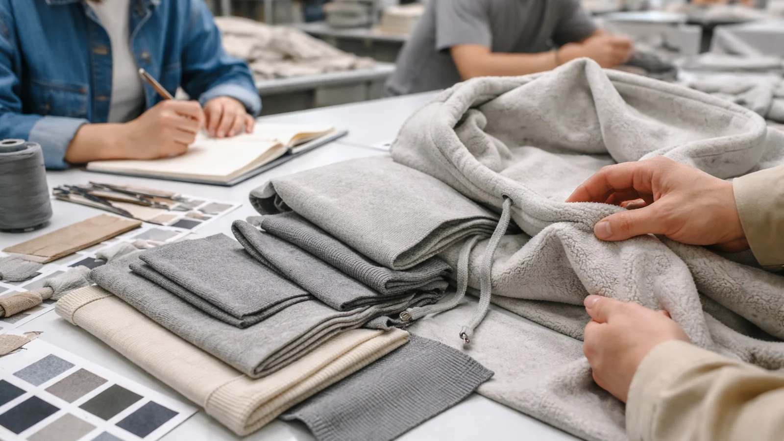 How a Hoodie Feel Premium is used on the factory side in a real apparel production context for the StitchQuote guide What Makes a Hoodie Feel Premium