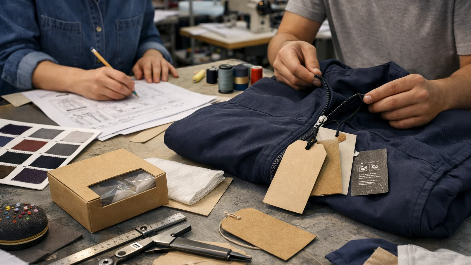Why what to Put on Custom Hangtags and Packaging matters more than it first appears in a real apparel production context for the StitchQuote guide What to Put on Custom Hangtags and Packaging
