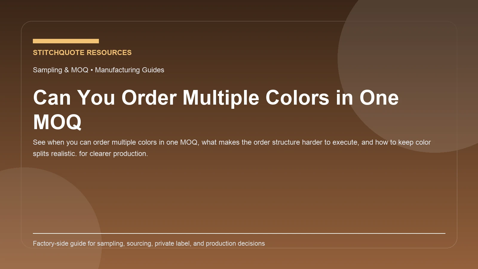 Cover image for the StitchQuote guide Can You Order Multiple Colors in One MOQ