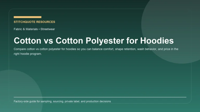 Cover image for the StitchQuote guide Cotton vs Cotton Polyester for Hoodies