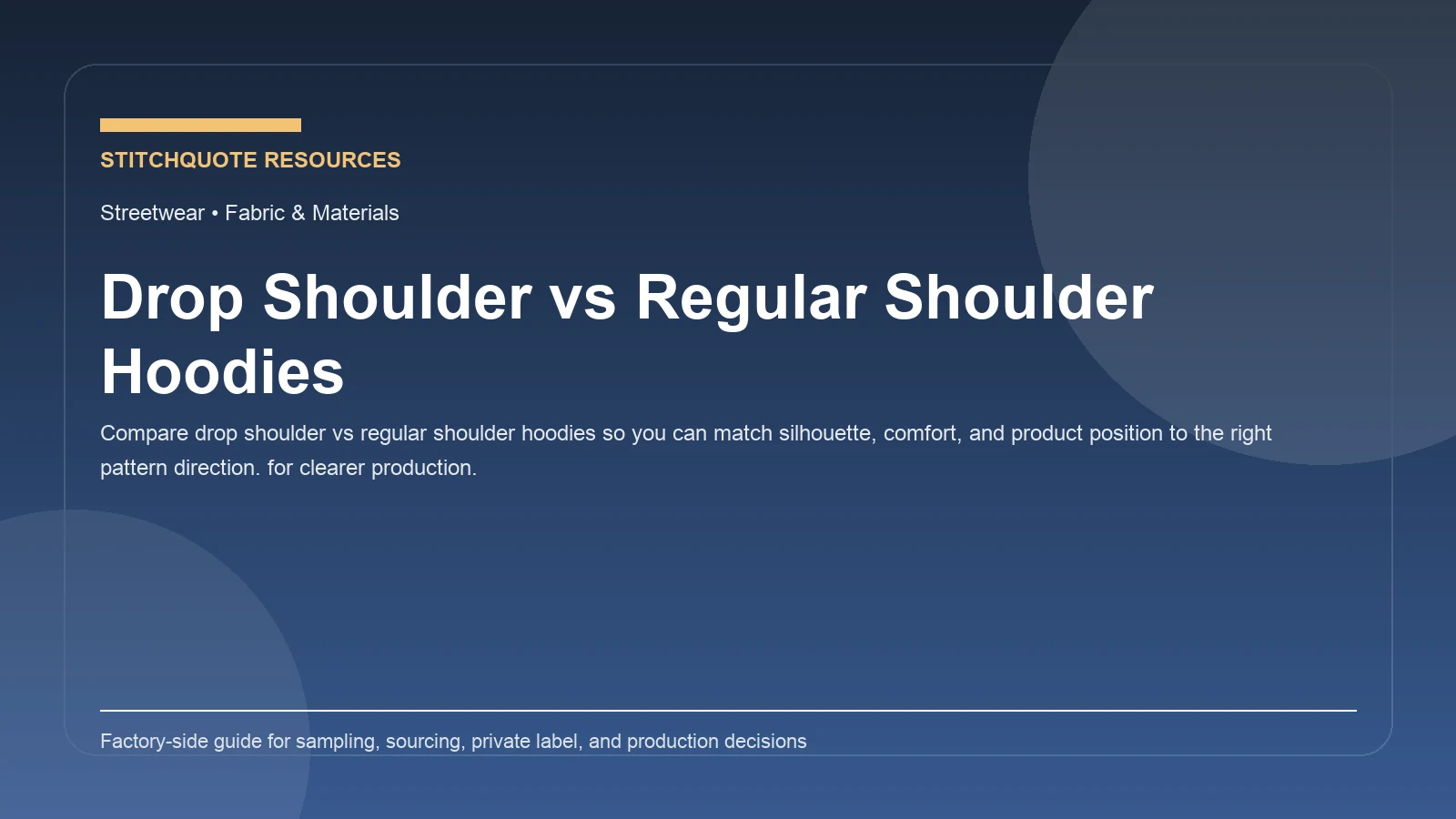 Cover image for the StitchQuote guide Drop Shoulder vs Regular Shoulder Hoodies