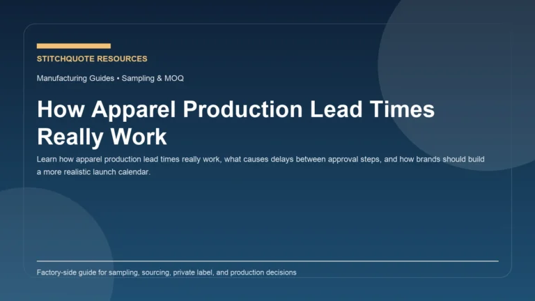 Cover image for the StitchQuote guide How Apparel Production Lead Times Really Work