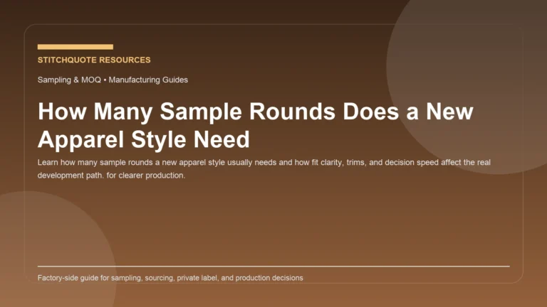 Cover image for the StitchQuote guide How Many Sample Rounds Does a New Apparel Style Need
