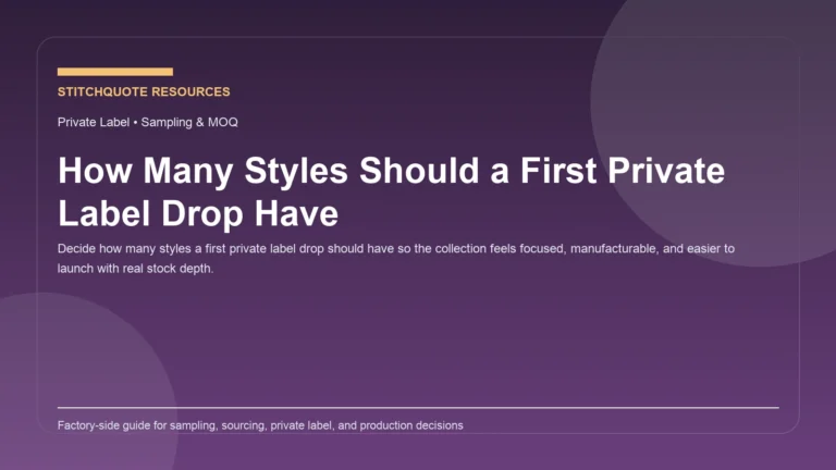 Cover image for the StitchQuote guide How Many Styles Should a First Private Label Drop Have