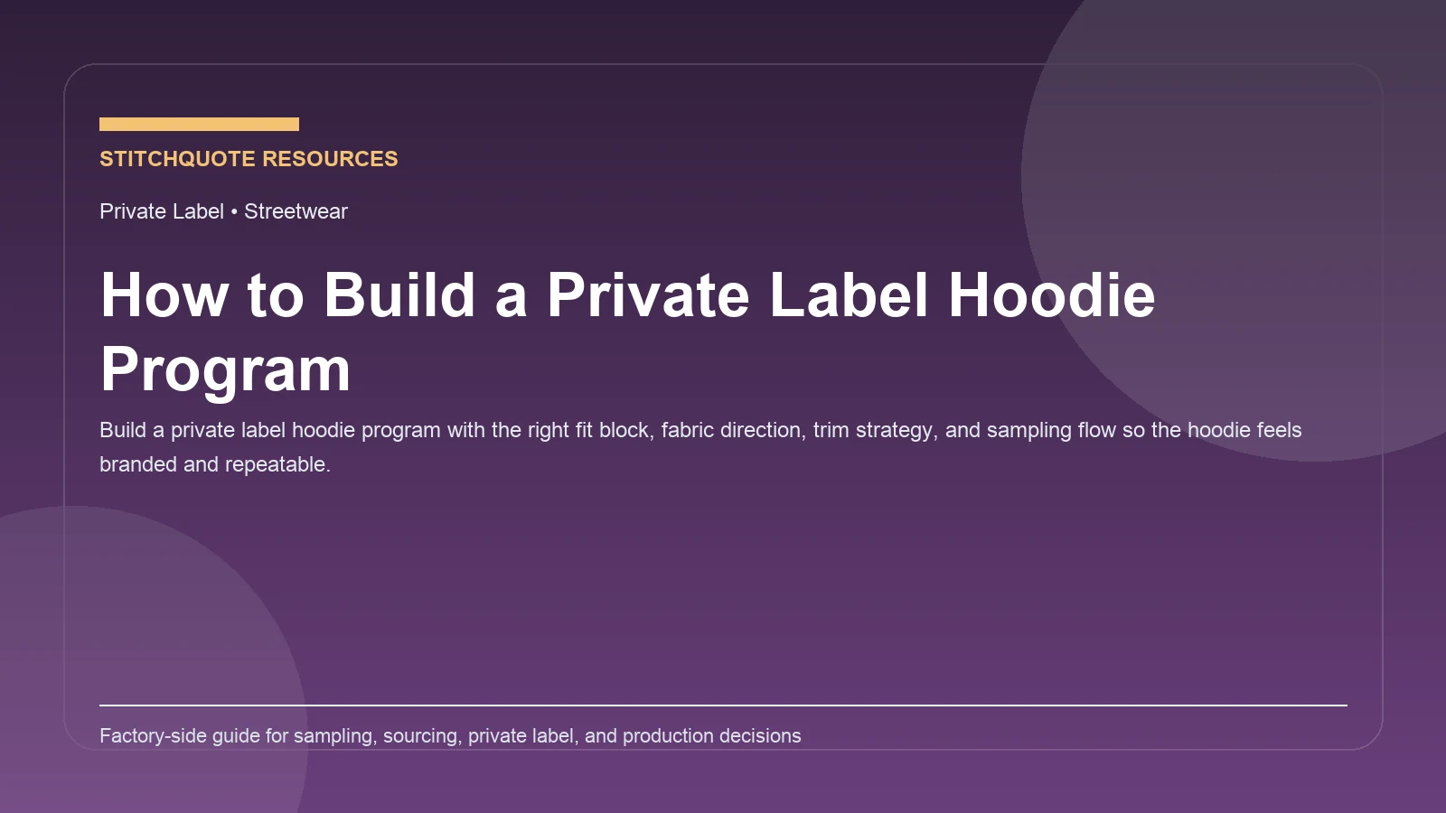 Cover image for the StitchQuote guide How to Build a Private Label Hoodie Program