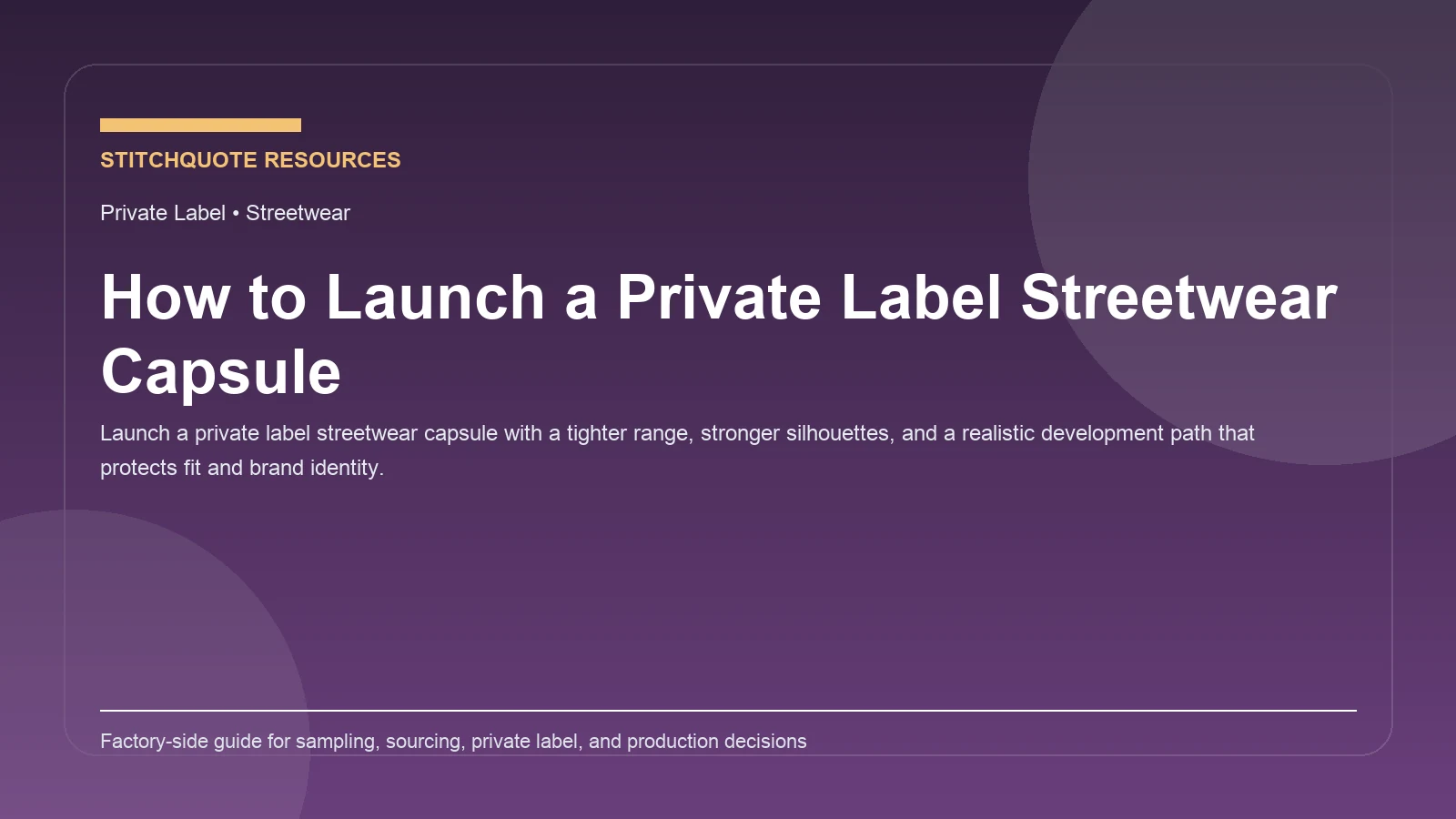 Cover image for the StitchQuote guide How to Launch a Private Label Streetwear Capsule
