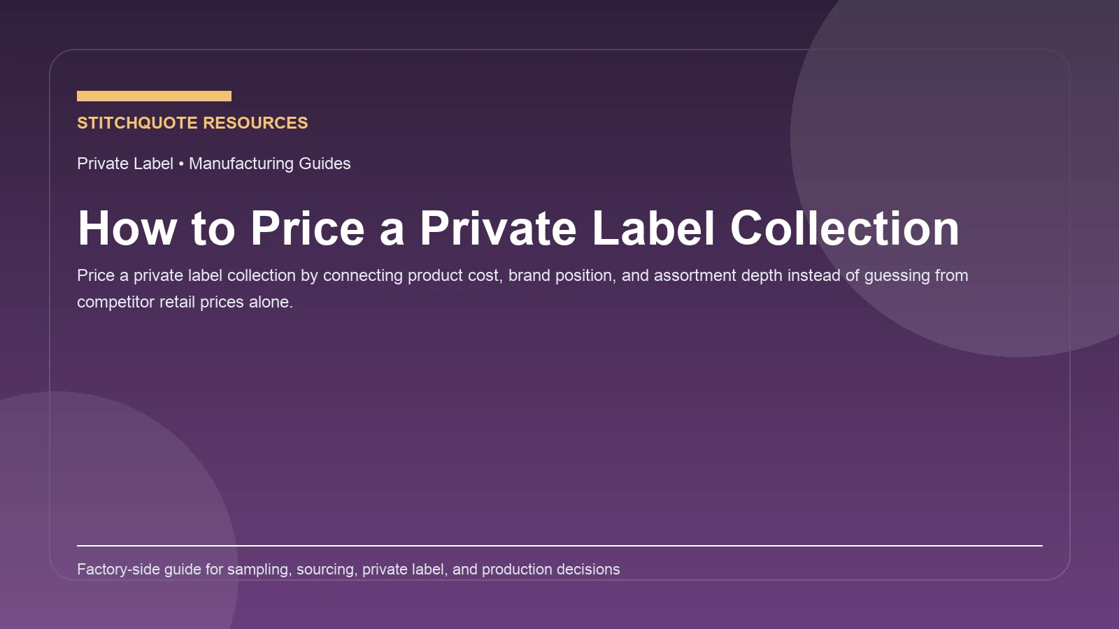 Cover image for the StitchQuote guide How to Price a Private Label Collection