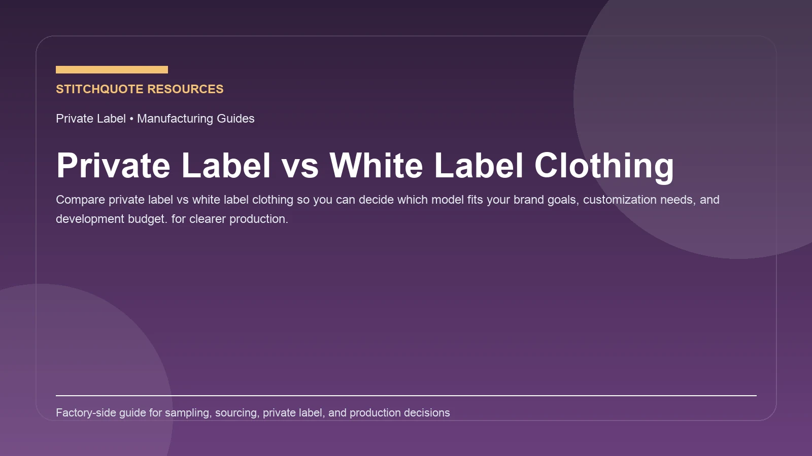Cover image for the StitchQuote guide Private Label vs White Label Clothing