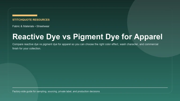 Cover image for the StitchQuote guide Reactive Dye vs Pigment Dye for Apparel