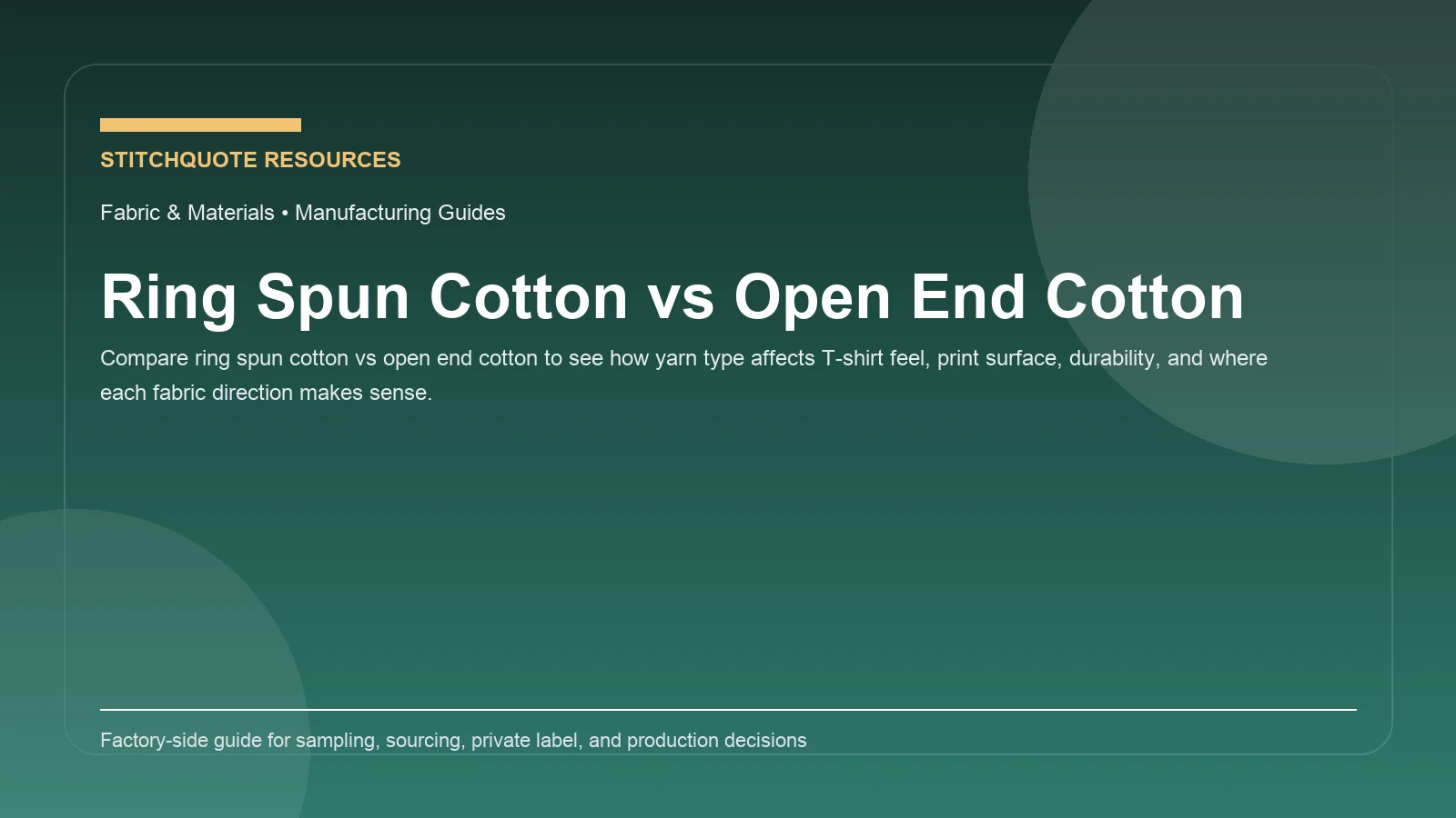 Cover image for the StitchQuote guide Ring Spun Cotton vs Open End Cotton
