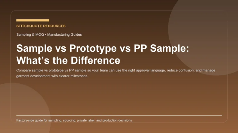 Cover image for the StitchQuote guide Sample vs Prototype vs PP Sample: What’s the Difference