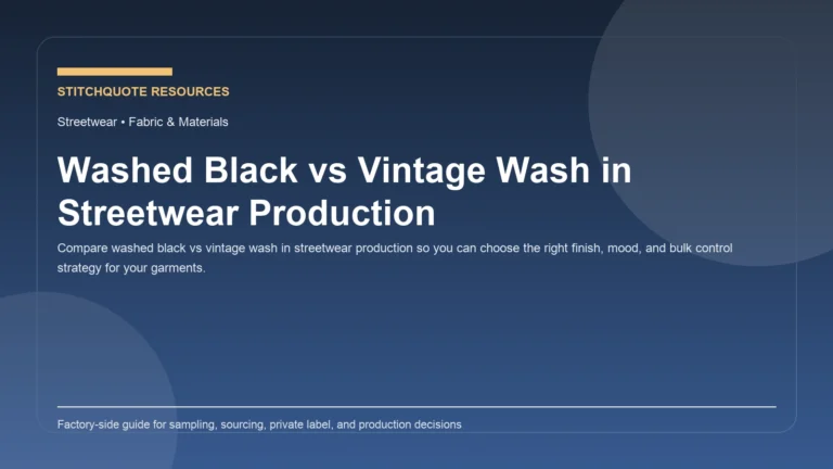 Cover image for the StitchQuote guide Washed Black vs Vintage Wash in Streetwear Production