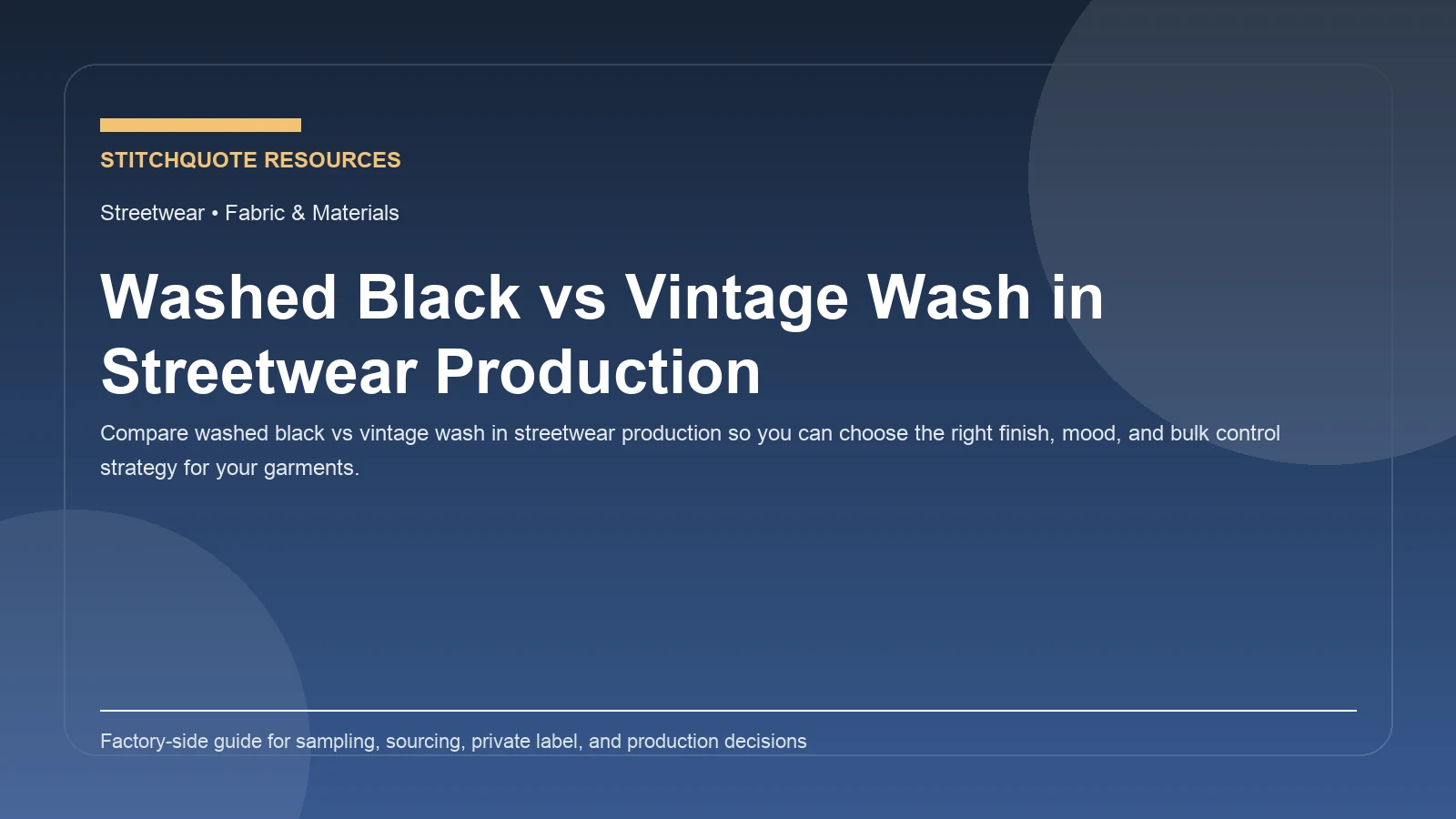 Cover image for the StitchQuote guide Washed Black vs Vintage Wash in Streetwear Production