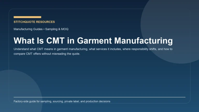 Cover image for the StitchQuote guide What Is CMT in Garment Manufacturing