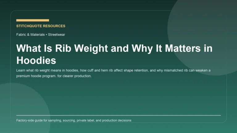 Cover image for the StitchQuote guide What Is Rib Weight and Why It Matters in Hoodies