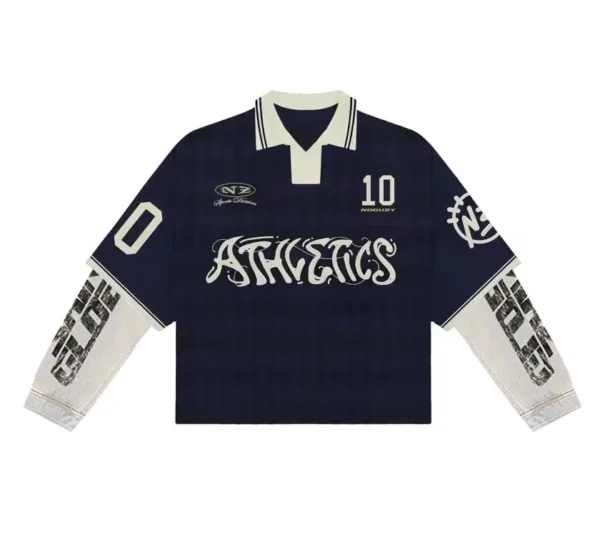 Custom Retro Soccer Streetwear Polo Boxy Cropped Custom Graphic Jersey Long Sleeve Custom Retro Soccer Streetwear Polo Boxy Cropped Custom Graphic Jersey Long Sleeve image 1