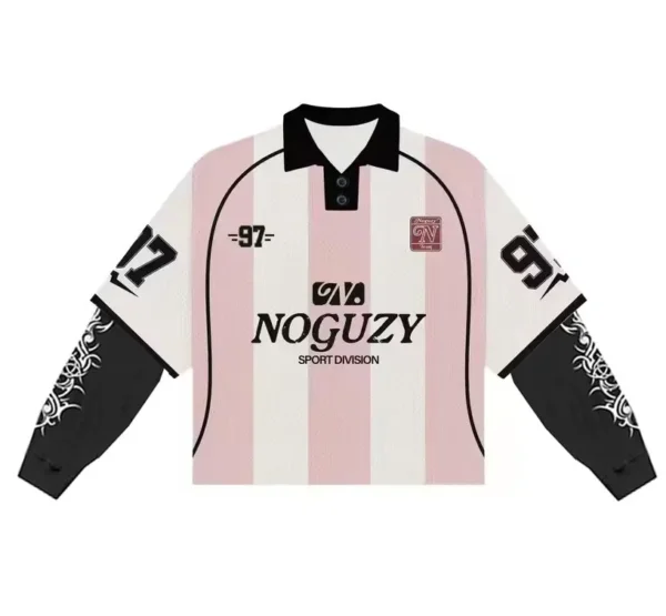 Custom Retro Soccer Streetwear Polo Boxy Cropped Custom Graphic Jersey Long Sleeve Custom Retro Soccer Streetwear Polo Boxy Cropped Custom Graphic Jersey Long Sleeve image 2