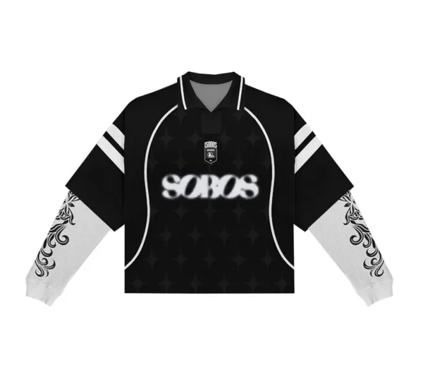 Custom Retro Soccer Streetwear Polo Boxy Cropped Custom Graphic Jersey Long Sleeve Custom Retro Soccer Streetwear Polo Boxy Cropped Custom Graphic Jersey Long Sleeve image 3