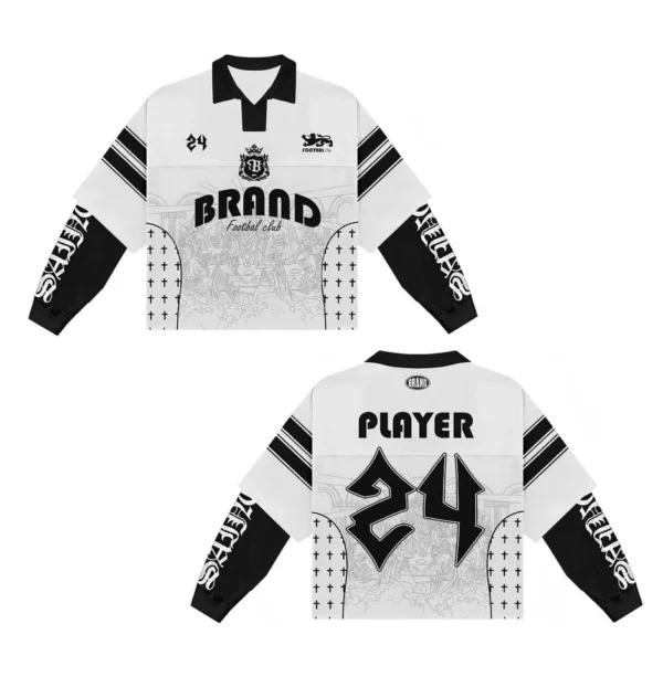 Custom Retro Soccer Streetwear Polo Boxy Cropped Custom Graphic Jersey Long Sleeve Custom Retro Soccer Streetwear Polo Boxy Cropped Custom Graphic Jersey Long Sleeve image 4