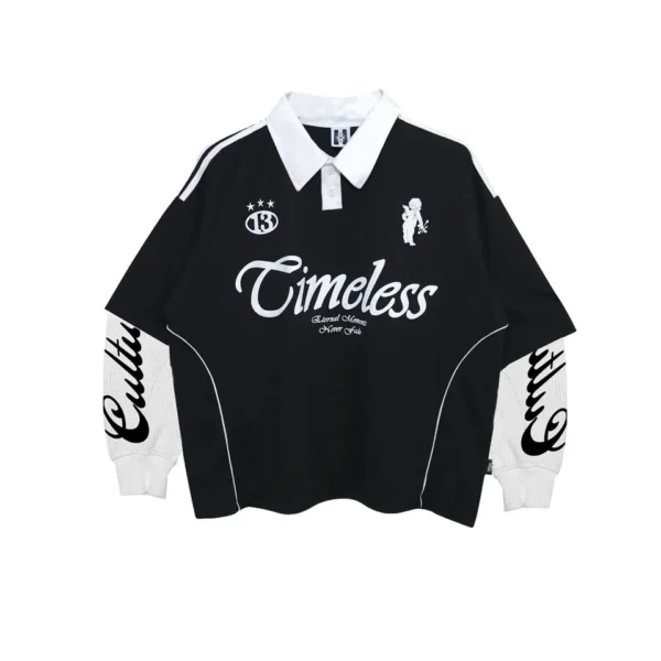 Custom Retro Soccer Streetwear Polo Boxy Cropped Custom Graphic Jersey Long Sleeve Custom Retro Soccer Streetwear Polo Boxy Cropped Custom Graphic Jersey Long Sleeve image 6