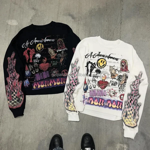 Custom Dtg Screen Print Heavyweight Graphic Cotton Long Sleeve T-shirt Designer Thermal Custom Dtg Screen Print Heavyweight Graphic Cotton Long Sleeve T-shirt Designer Thermal image 1
