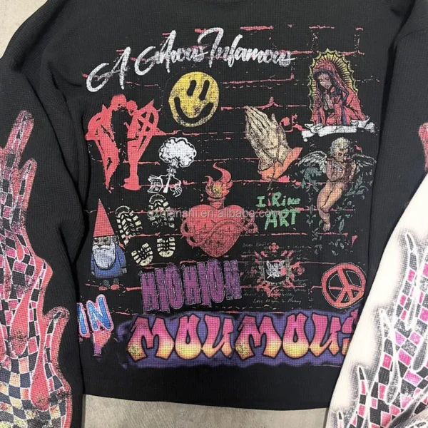 Custom Dtg Screen Print Heavyweight Graphic Cotton Long Sleeve T-shirt Designer Thermal Custom Dtg Screen Print Heavyweight Graphic Cotton Long Sleeve T-shirt Designer Thermal image 4