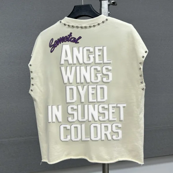Customized Cotton Puff Printing Rhinestone Tank Top Streetwear Sleeveless T Shirt Designer Customized Cotton Puff Printing Rhinestone Tank Top Streetwear Sleeveless T Shirt Designer image 2