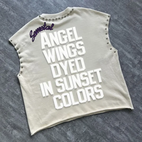 Customized Cotton Puff Printing Rhinestone Tank Top Streetwear Sleeveless T Shirt Designer Customized Cotton Puff Printing Rhinestone Tank Top Streetwear Sleeveless T Shirt Designer image 5